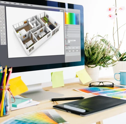 bureau vue 3D plan